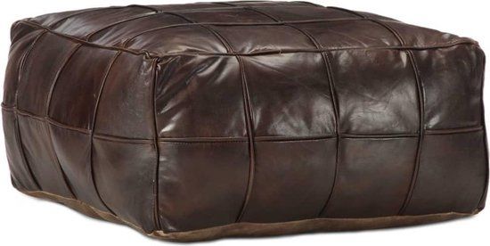 vidaXL Poef 60x60x30 cm echt geitenleer donkerbruin