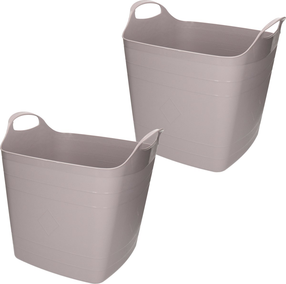 Bathroom Solutions 2x stuks Kuip - flexibel - emmer - grijs - 25 liter