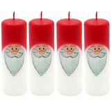 Dekohelden24 1 verpakking met 4 adventskaarsen, wit en rood, als kabouter, hoogte 12 x 4 cm, cijfers