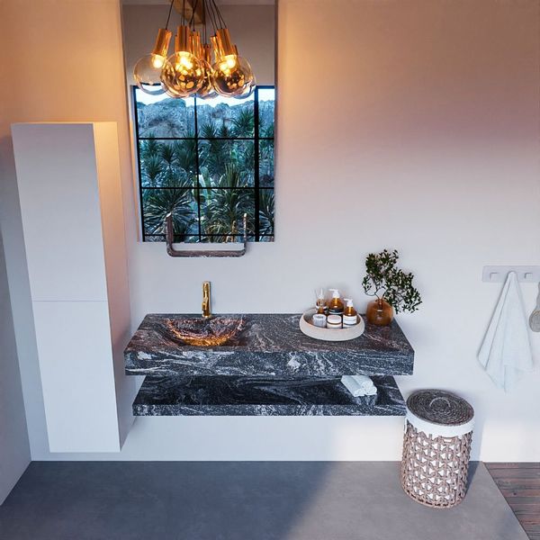 MONDIAZ ALAN-DLUX Badmeubelset 130cm Lava | Vrijhangende wastafel links