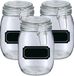 Zeller Weckpotten/inmaakpotten - 4x - 1L - glas - met beugelsluiting - incl. etiketten