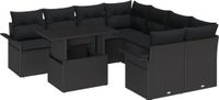 vidaXL Tuinbank - Set - 9 - st - Zwart - poly - rattan