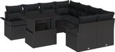 vidaXL Tuinbank - Set - 9 - st - Zwart - poly - rattan