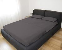 Beddengoedset GEMITEX Beddengoedset voor tweepersoonsbed, rookgrijs, satijnlook, 100% polyester microvezel, 2 lakens, 2 kussenslopen, gemaakt in Italië