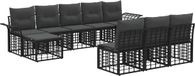 vidaXL - Buiten - bank - set - 9 - st - Zwart - en - Donker - Grijs - Polyester