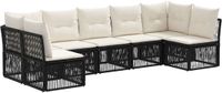 vidaXL Tuinbank Set 7-zits Zwart Polyrattan