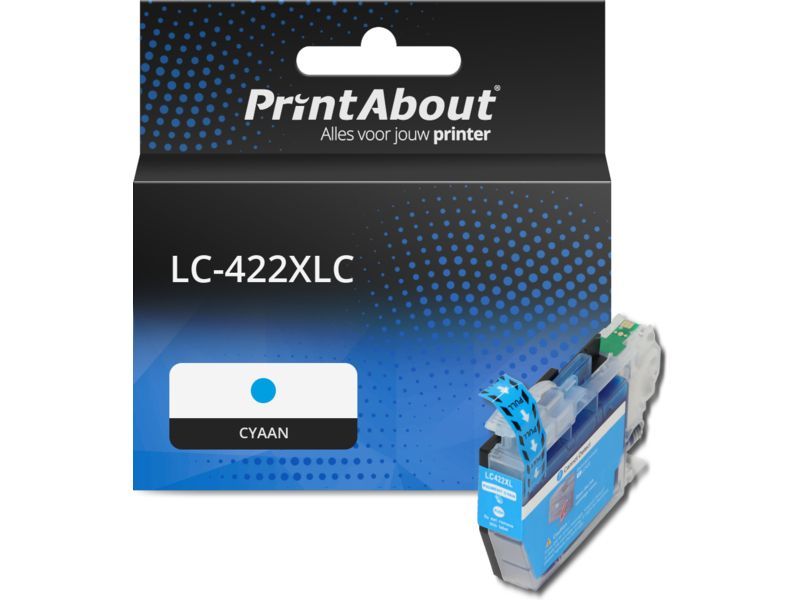 PrintAbout Inktcartridge LC-422XLC Cyaan Hoge capaciteit geschikt voor Brother