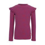 LOOXS little aansluitende longsleeve met ruches en hartjes - paars