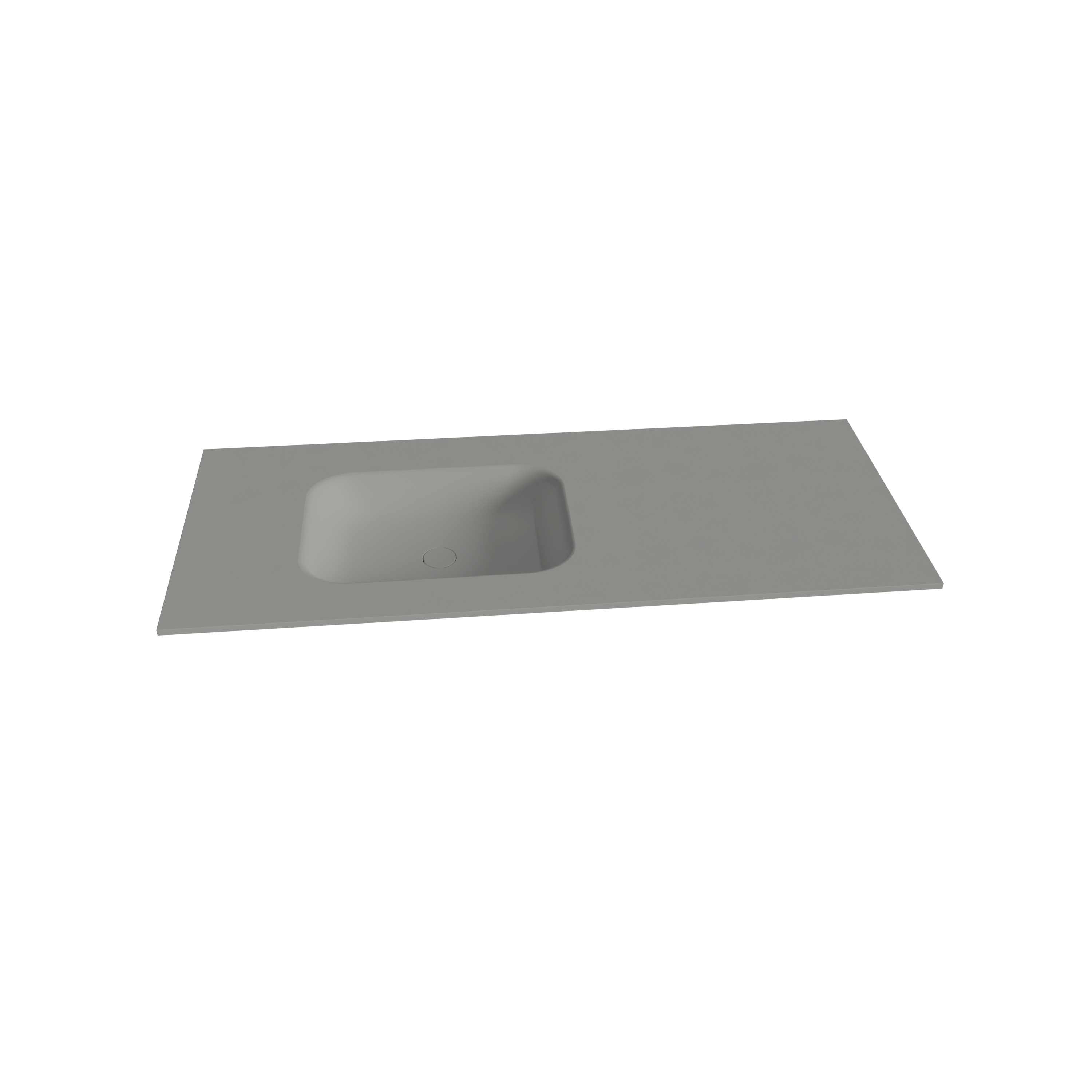 Balmani Balmani Tablo Arcato asymmetrisch linkse wastafel met afvoerplug mat steengrijze Solid Surface 135 x 55 cm