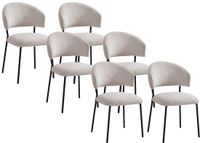 Vente-unique Set van 6 stoelen van ribfluweel en zwart metaal - Beige - ALAYIS