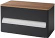 Yamazaki 1644 RIN Kitchen Paper Towel Holder, black, Steel/Wood/Silicone, 31.2 x 16.2 x 17 cm