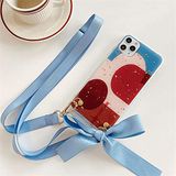Oynyiqi Strikband Koord Telefoon Case voor iPhone X of XS - Geometrische Glitter Pailletten Ketting Cover - blauw rood