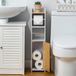 Porte-rouleau de papier toilette sans marque, plastique/bois, blanc, 17x78x17 cm