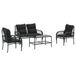 vidaXL Loungeset met kussens, polyrotin, noir