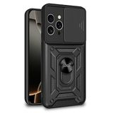 Cool Beschermhoes voor iPhone 16 Pro, harde ring, zwart