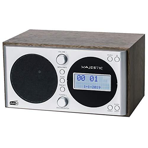 Majestic Radio Dab (Wr-162Dab) Vintage Sveglia Con 2 Allarmi Wood E Silver