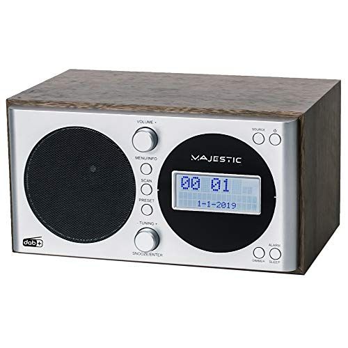Majestic Radio DAB (WR-162DAB) Vintage Wekkerradio - Hout & Zilver