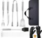 Non-branded 9-piece BBQ tool set + heat-resistant gloves up to 800°C - Grill kit set with carrying case for camping and grilling - Stainless steel