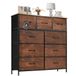 Sweetcrispy Commode met stoffen laden, sideboard met 9 stoffen laden, ladekast, organisatiemeubel voor keuken, kantoor, hal, tv-kast met laden, rustiek bruin