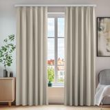 Deconovo Super zachte kamer verduisterende gordijnen potloodplooi verduisterende gordijnen voor woonkamer lichtbeige 140 x 244 cm 2 panelen