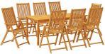 vidaXL - 9-delige Tuinset - Massief Acaciahout - 180x90x75 cm