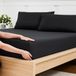 Queensize hoeslaken met volledig elastiek en hoeklakriemen - geborsteld microvezel, Queen, zwart