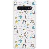 Unicorn Rainbow Beschermende siliconen case compatibel met Galaxy S10