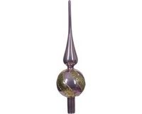 Decoris Kerstboom piek gedecoreerd - Lila Paars/Goud - Glas - 31 cm