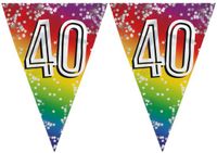Merkloos / Sans marque Boland Bv 5x stuks vlaggenlijn 40 jaar versiering vlaggetjes slinger 6 meter - Glitter folie - Binnen/buiten gebruik