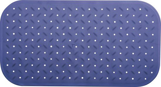 MSV Anti-Slip Bath Mat - Rubber - Blue - 36 x 76 cm