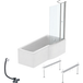 Ideal Standard Pack Baignoire Bain Douche 170 X 80 cm Droite Connect Air + Tablier + Pare Bain Avec Volet + Pieds + Vidage Blanc