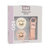 BIBS Colour & Clip Gift Set Klassieke speen Rond Latex Roze