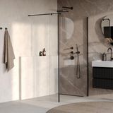 Brauer Oblivion Inloopdouche Helder Glas 120 x 200 cm met Zijwand 40 cm incl. Glascoating Mat Zwart