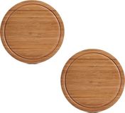 Zeller Snijplank - 2x - Bamboe Hout - Rond - Ø 25 cm - Met Sap Groef