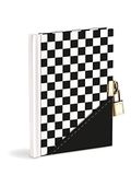 Mareli Geheim dagboek, 14,5 x 18,5 cm, zwart en wit, met metalen slot en 2 sleutels