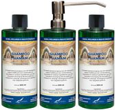 Claudius Cosmetics B.V. Hamam Shampoo 500 ml met luxe RVS zilverkleurige pomp - set van 3 stuks - voordeelverpakking - haarverzorging