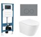QeramiQ Dely Toiletset - inbouwreservoir Qeramiq Flush - 35mm zitting - kunststof lichtgrijs bedieningsplaat - ronde knoppen - glans wit