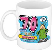 Bellatio Decorations cadeau mok - 70 weegt zwaarder dan verwacht - keramiek - 300 ml
