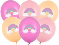 PartyDeco 10 kleurrijke ballonnen met regenboog 30cm