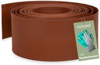 UNUS Metalen borderrand op rol in roestlook, tuinafboording 10x1000 cm incl. handschoenen