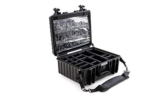 B&W International GmbH EHBO-koffer (inzetstuk aanpasbaar, organizerset in deksel, binnen 47,5 x 35 x 20 cm, schouderband) MED.Cases, zwart, 510 x 420 x 215 (type 6000)