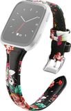 By Qubix Qubix - Fitbit Versa 1/2 & Lite bandje TPU leer - Bloemenprint rood