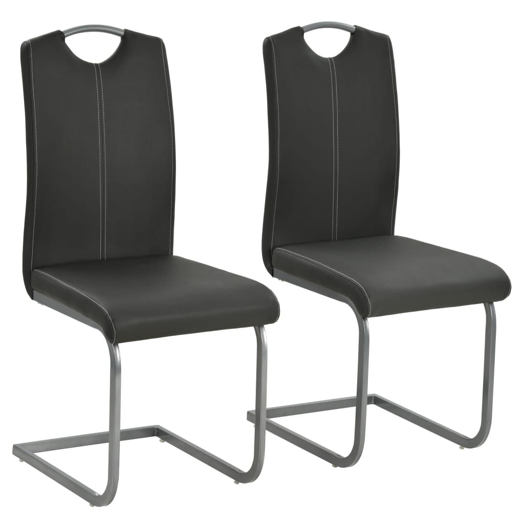 vidaXL Eetkamerstoelen - 2 stuks - grijs - kunstleer