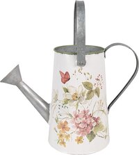 Clayre & Eef Decoratie Gieter 37x17x27 cm Wit Metaal Bloemen