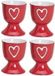 Merkloos / Sans marque Bol 4x Eierdopje rood met hartje 6 x 5 cm - Keramieken eierdopjes tafeldecoratie - Paasontbijt