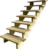 Vinuovo BERLIN Houten Buitentrap - 7 Open Treden 122 cm Hoog - 80 cm Breed