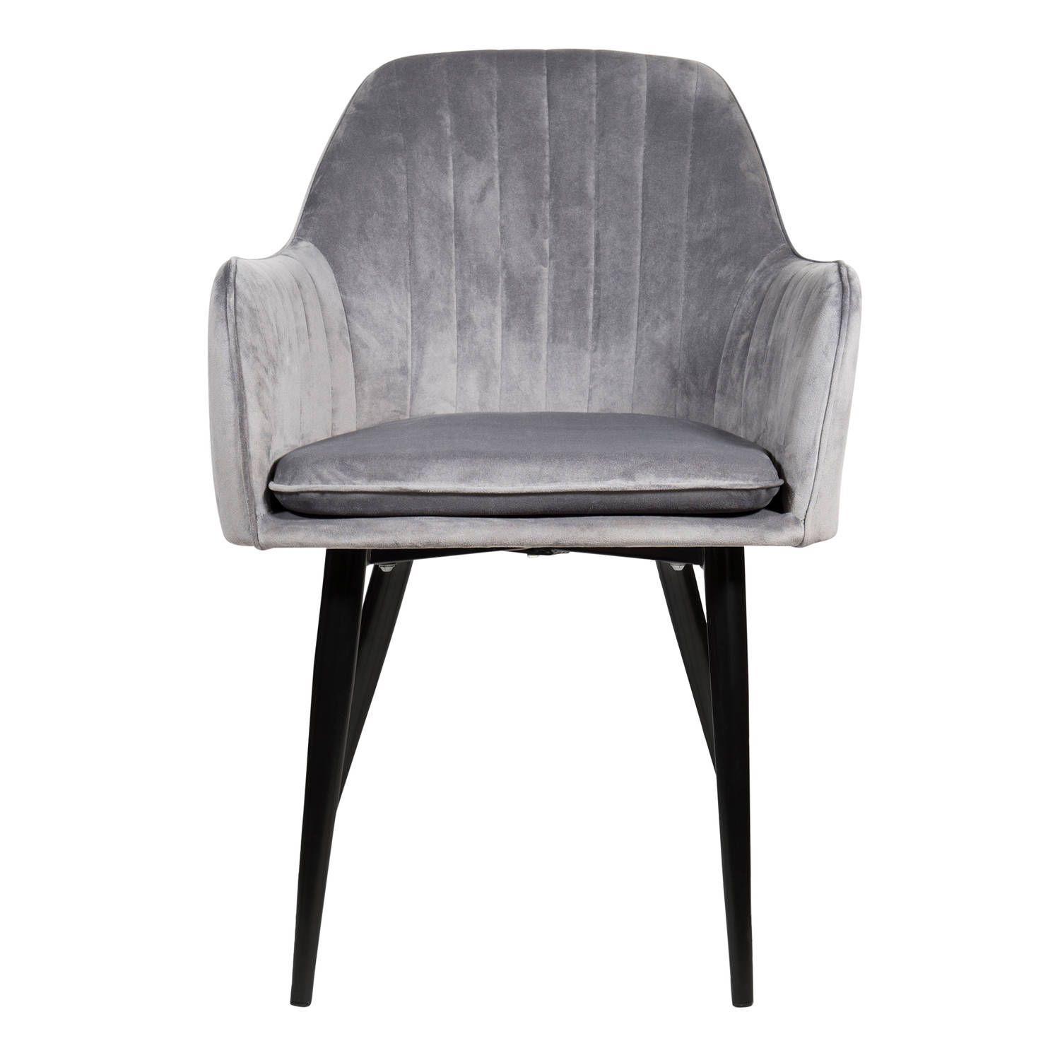 QUVIO Benito Stoel - Antraciet - 2 Stuks - Fluweel en Hout