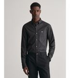 Gant Slim Poplin Shirt for Men, Classic Fit, Black, Size S