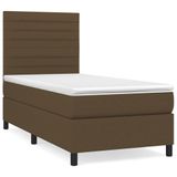 VidaXL Boxspring met Matras Stof Donkerbruin 140x190 cm