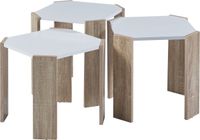 [en.casa] Bijzettafel set van 3 Rantasalmi eikenkleurig en wit